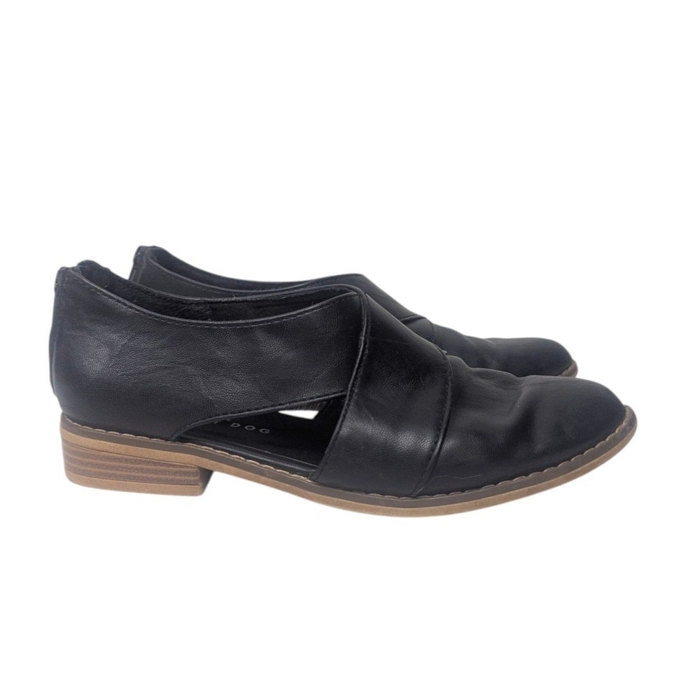 Rocket Dog Womens Black Faux Leather Cutout Side Zip Flats Size 9 Low Heel Flat